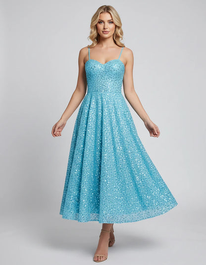 Sequin Spaghetti Strap Sweetheart A-Line Midi Dress with Pockets for Party, Cocktail, Evening, Wedding Guest, Graduation & Su | SKU: CLD-739582046193857-AQUA-L,CLD-739582046193857-AQUA-M,CLD-739582046193857-AQUA-S,CLD-739582046193857-AQUA-XL,CLD-739582046193857-AQUA-XS