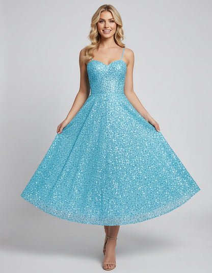 Sequin Spaghetti Strap Sweetheart A-Line Midi Dress with Pockets for Party, Cocktail, Evening, Wedding Guest, Graduation & Su | SKU: CLD-739582046193857-AQUA-L,CLD-739582046193857-AQUA-M,CLD-739582046193857-AQUA-S,CLD-739582046193857-AQUA-XL,CLD-739582046193857-AQUA-XS