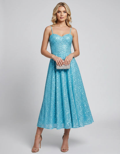 Sequin Spaghetti Strap Sweetheart A-Line Midi Dress with Pockets for Party, Cocktail, Evening, Wedding Guest, Graduation & Su | SKU: CLD-739582046193857-AQUA-L,CLD-739582046193857-AQUA-M,CLD-739582046193857-AQUA-S,CLD-739582046193857-AQUA-XL,CLD-739582046193857-AQUA-XS