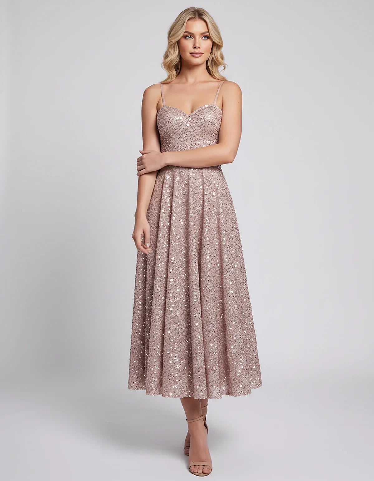 Sequin Spaghetti Strap Sweetheart A-Line Midi Dress with Pockets for Party, Cocktail, Evening, Wedding Guest, Graduation & Su | SKU: CLD-739582046193857-DUSTYPINK-L,CLD-739582046193857-DUSTYPINK-M,CLD-739582046193857-DUSTYPINK-S,CLD-739582046193857-DUSTYPINK-XL,CLD-739582046193857-DUSTYPINK-XS