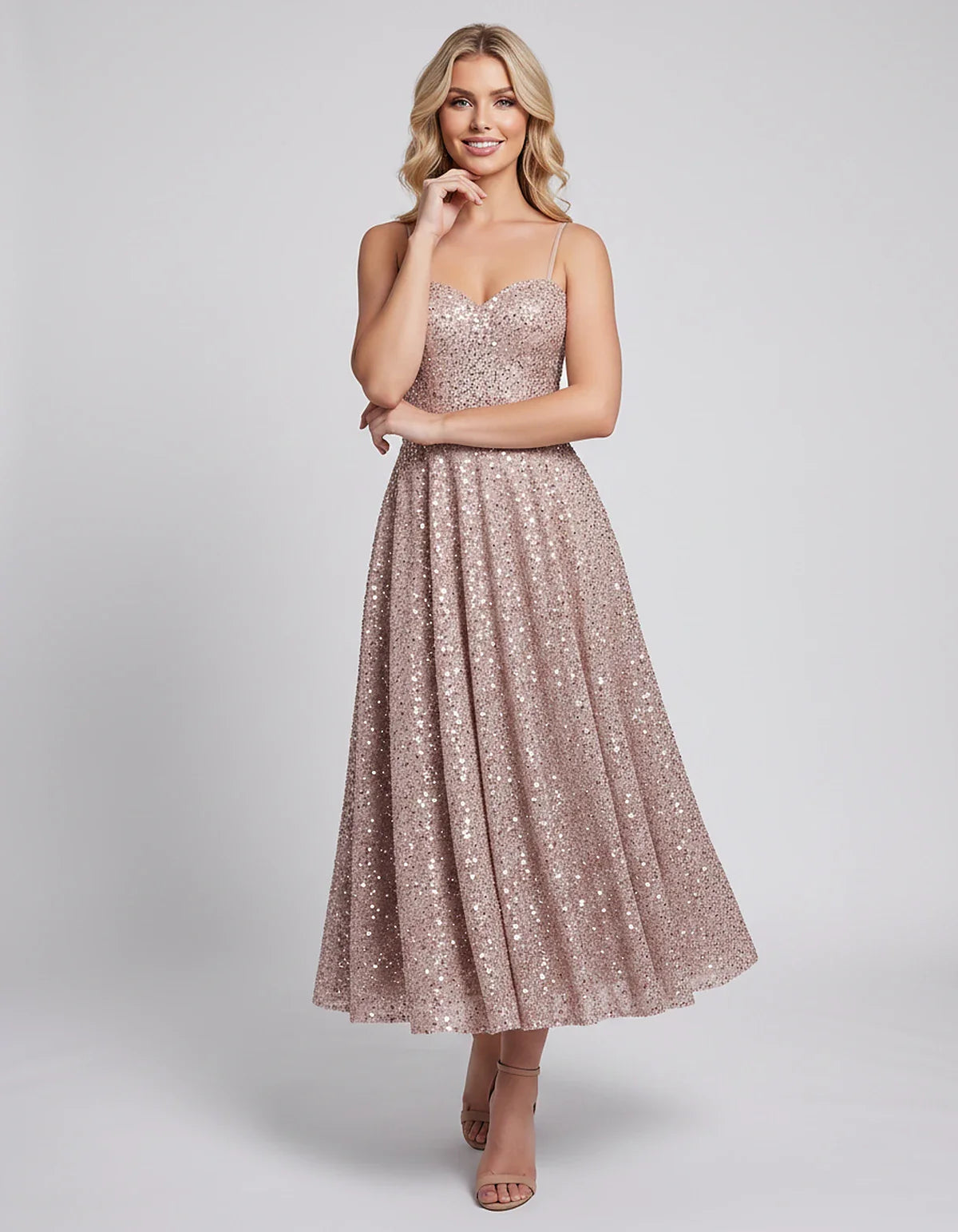 Sequin Spaghetti Strap Sweetheart A-Line Midi Dress with Pockets for Party, Cocktail, Evening, Wedding Guest, Graduation & Su | SKU: CLD-739582046193857-DUSTYPINK-L,CLD-739582046193857-DUSTYPINK-M,CLD-739582046193857-DUSTYPINK-S,CLD-739582046193857-DUSTYPINK-XL,CLD-739582046193857-DUSTYPINK-XS