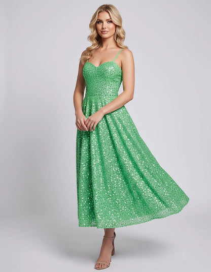 Sequin Spaghetti Strap Sweetheart A-Line Midi Dress with Pockets for Party, Cocktail, Evening, Wedding Guest, Graduation & Su | SKU: CLD-739582046193857-GREEN-L,CLD-739582046193857-GREEN-M,CLD-739582046193857-GREEN-S,CLD-739582046193857-GREEN-XL,CLD-739582046193857-GREEN-XS