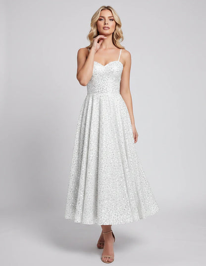 Sequin Spaghetti Strap Sweetheart A-Line Midi Dress with Pockets for Party, Cocktail, Evening, Wedding Guest, Graduation & Su | SKU: CLD-739582046193857-WHITE-L,CLD-739582046193857-WHITE-M,CLD-739582046193857-WHITE-S,CLD-739582046193857-WHITE-XL,CLD-739582046193857-WHITE-XS