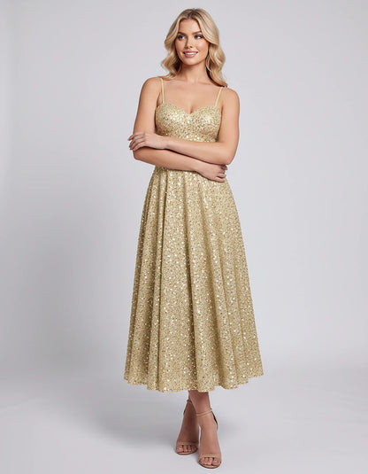 Sequin Spaghetti Strap Sweetheart A-Line Midi Dress with Pockets for Party, Cocktail, Evening, Wedding Guest, Graduation & Su | SKU: CLD-739582046193857-CHAMPAGNE-L,CLD-739582046193857-CHAMPAGNE-M,CLD-739582046193857-CHAMPAGNE-S,CLD-739582046193857-CHAMPAGNE-XL,CLD-739582046193857-CHAMPAGNE-XS
