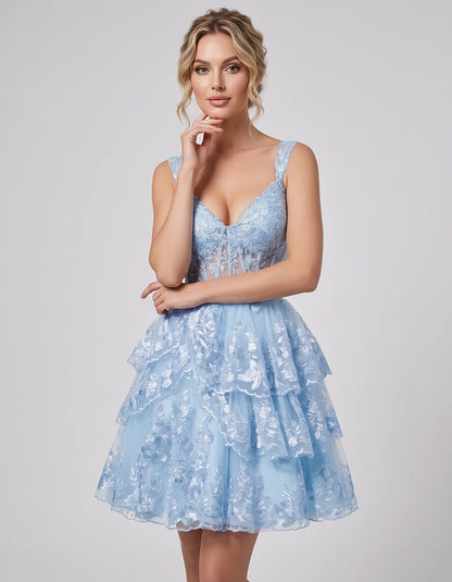 Lace & Tulle Sleeveless Sweetheart A-Line Mini Dress with Corset Bodice for Homecoming, Party, Cocktail, Evening & Wedding Gu | SKU: RMD-481950372684915-LIGHTBLUE-L,RMD-481950372684915-LIGHTBLUE-M,RMD-481950372684915-LIGHTBLUE-S,RMD-481950372684915-LIGHTBLUE-XL,RMD-481950372684915-LIGHTBLUE-XS