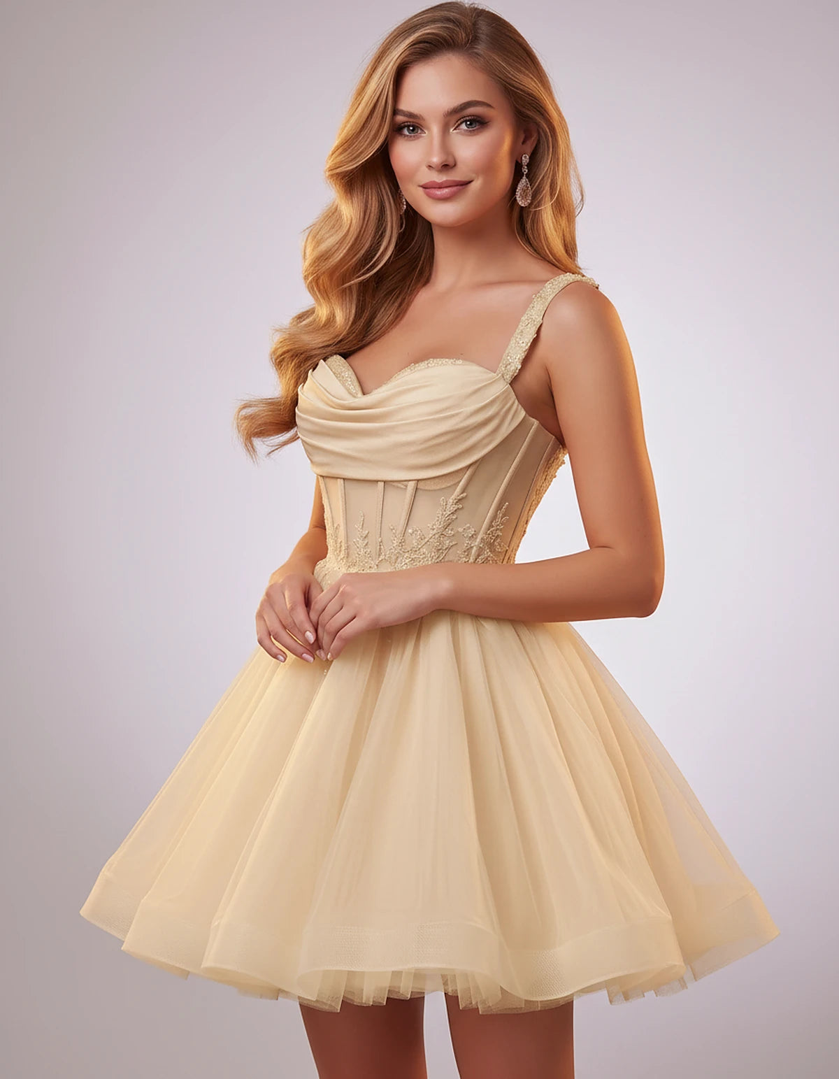 Soft Tulle Sleeveless Sweetheart A-Line Mini Dress with Floral Appliqués for Party, Cocktail, Evening, Summer & Wedding Guest