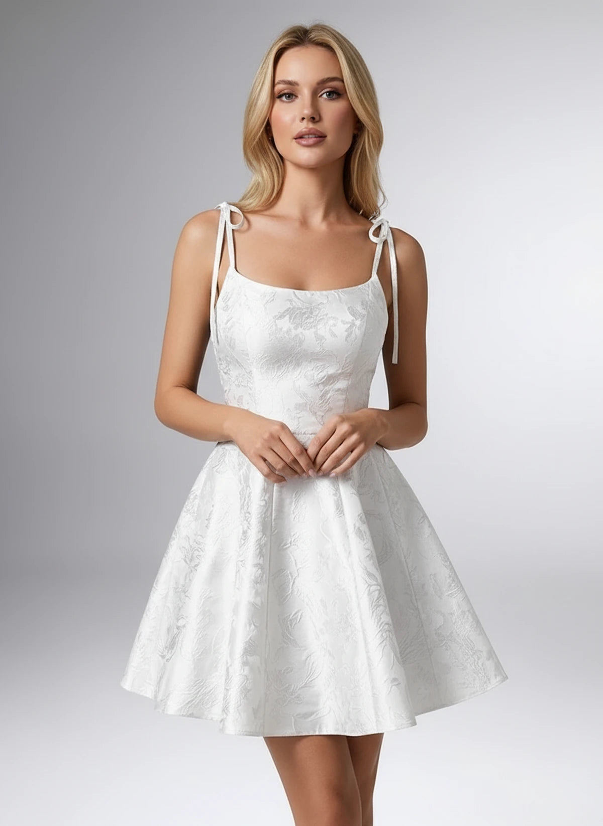 Celestine Mini Dresses — White | SKU: RB-45dd37-white-2,RB-45dd37-white-4,RB-45dd37-white-6,RB-45dd37-white-8,RB-45dd37-white-10,RB-45dd37-white-12,RB-45dd37-white-14,RB-45dd37-white-16,RB-45dd37-white-16W,RB-45dd37-white-18W,RB-45dd37-white-20W,RB-45dd37-white-22W