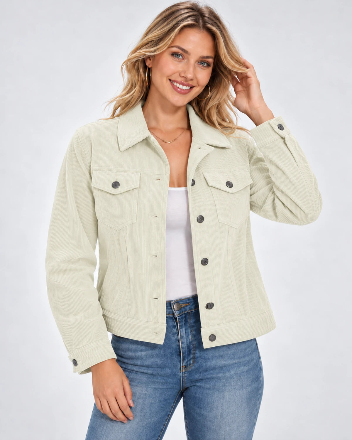 Cendrine Jackets — Cream White | SKU: RB-684436-creamw0d-XS,RB-684436-creamw0d-S,RB-684436-creamw0d-M,RB-684436-creamw0d-L,RB-684436-creamw0d-XL,RB-684436-creamw0d-2XL