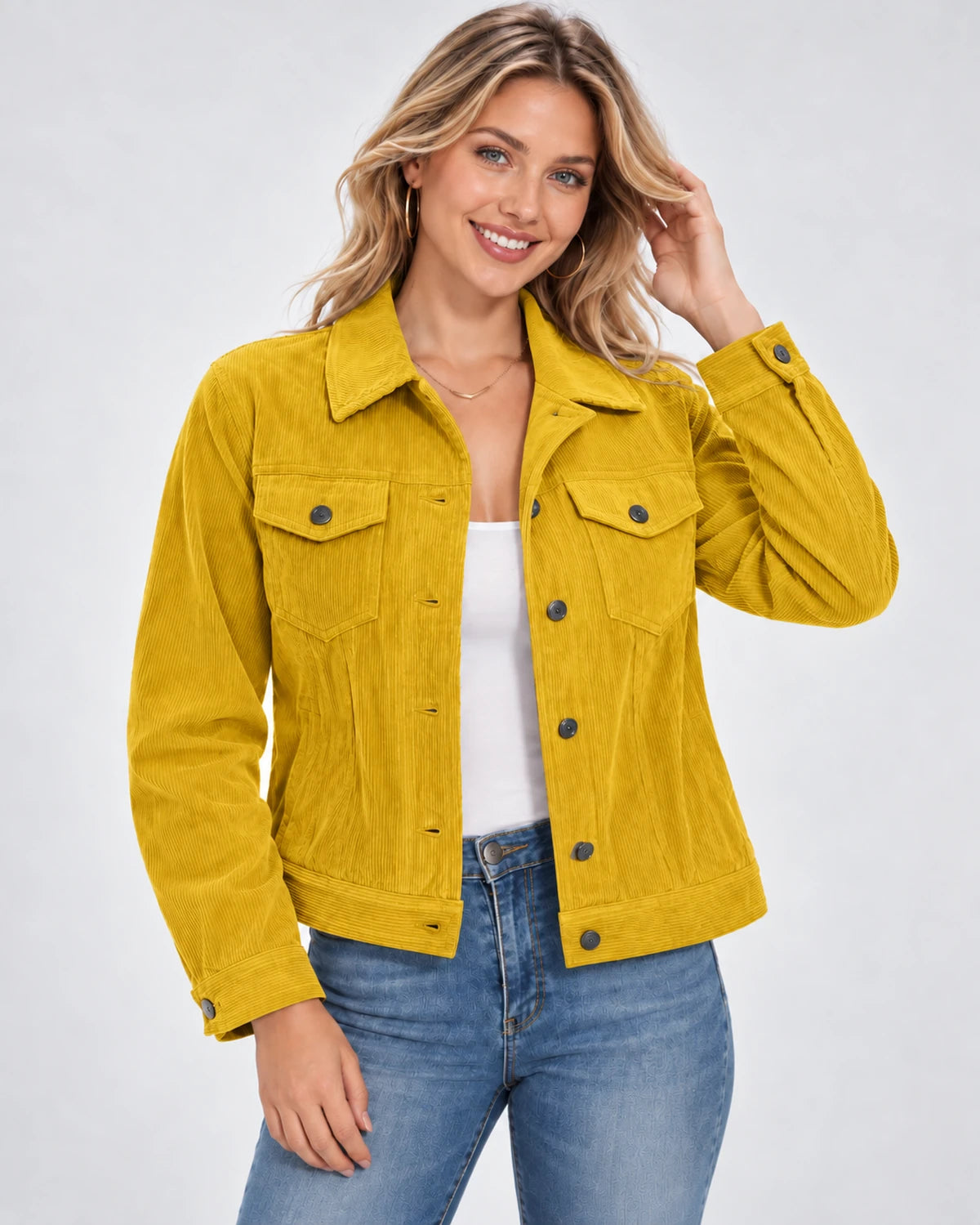 Cendrine Jackets — Yellow | SKU: RB-684436-yellow-XS,RB-684436-yellow-S,RB-684436-yellow-M,RB-684436-yellow-L,RB-684436-yellow-XL,RB-684436-yellow-2XL