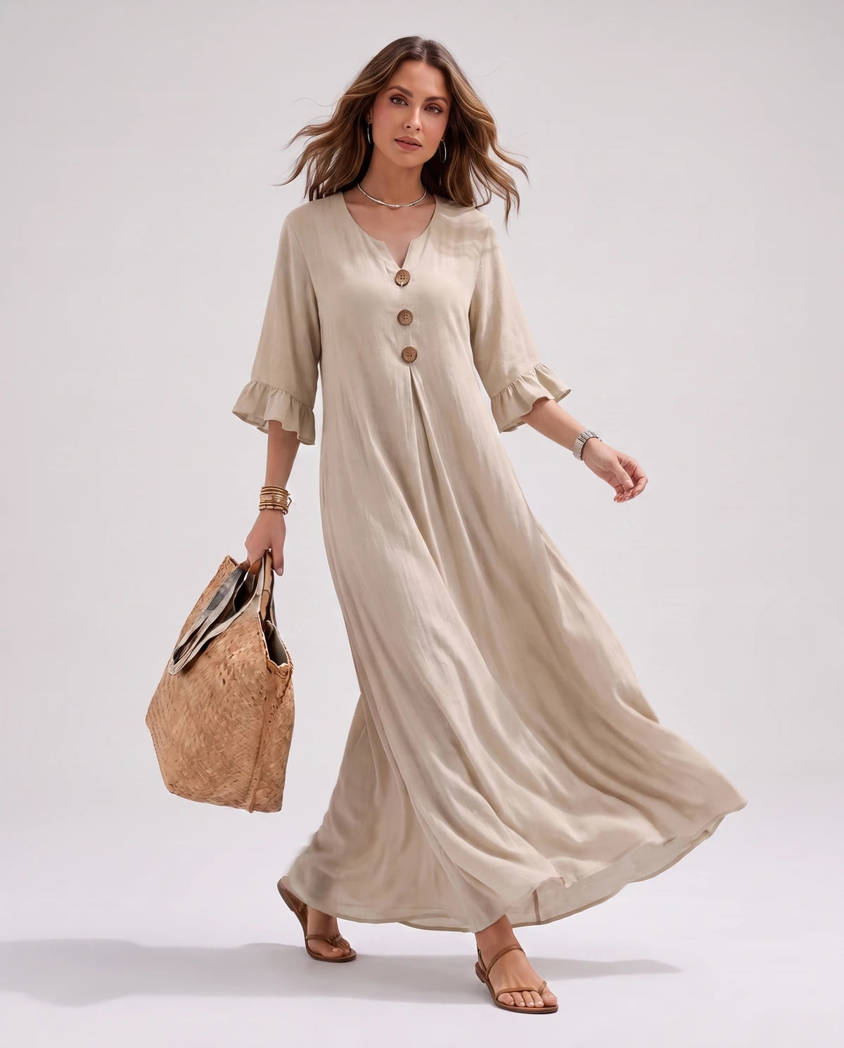 Cerise Maxi Dresses — CX2616 Khaki | SKU: RB-4c5291-cx261600-XS,RB-4c5291-cx261600-S,RB-4c5291-cx261600-M,RB-4c5291-cx261600-L,RB-4c5291-cx261600-XL,RB-4c5291-cx261600-2XL