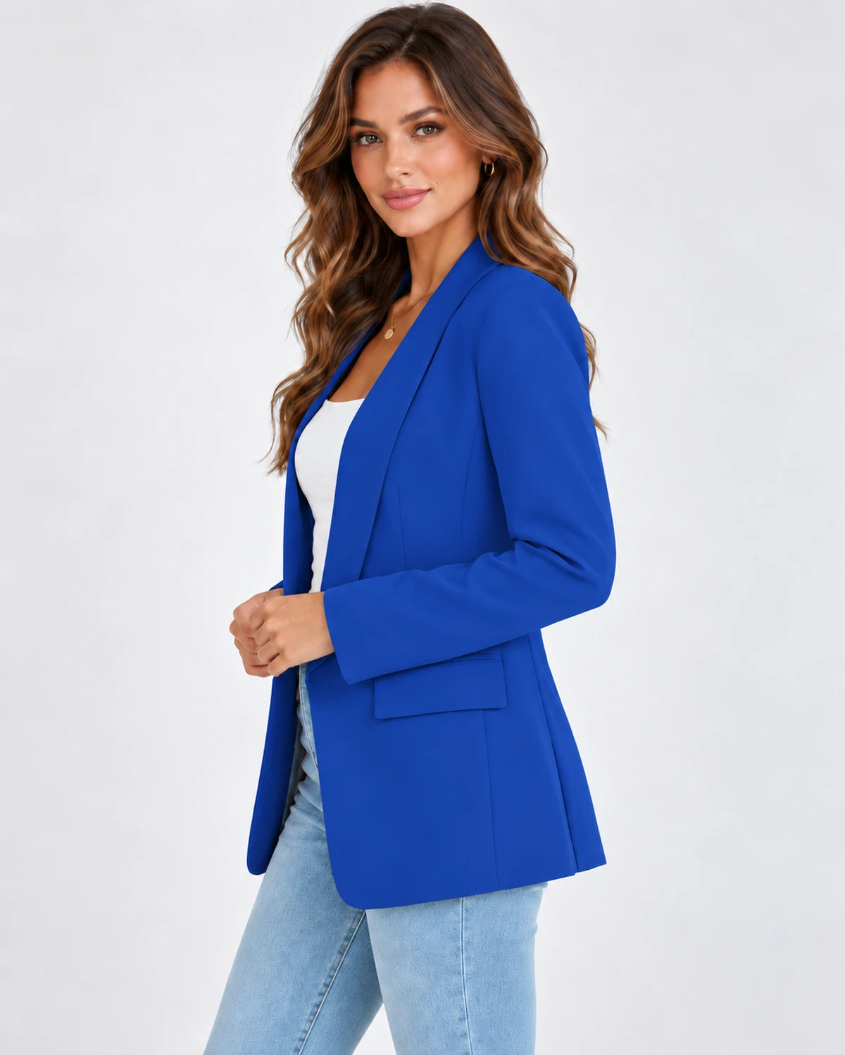 Chandelle Blazer — Blue | SKU: RB-be390a-blue-XS,RB-be390a-blue-S,RB-be390a-blue-M,RB-be390a-blue-L,RB-be390a-blue-XL,RB-be390a-blue-2XL