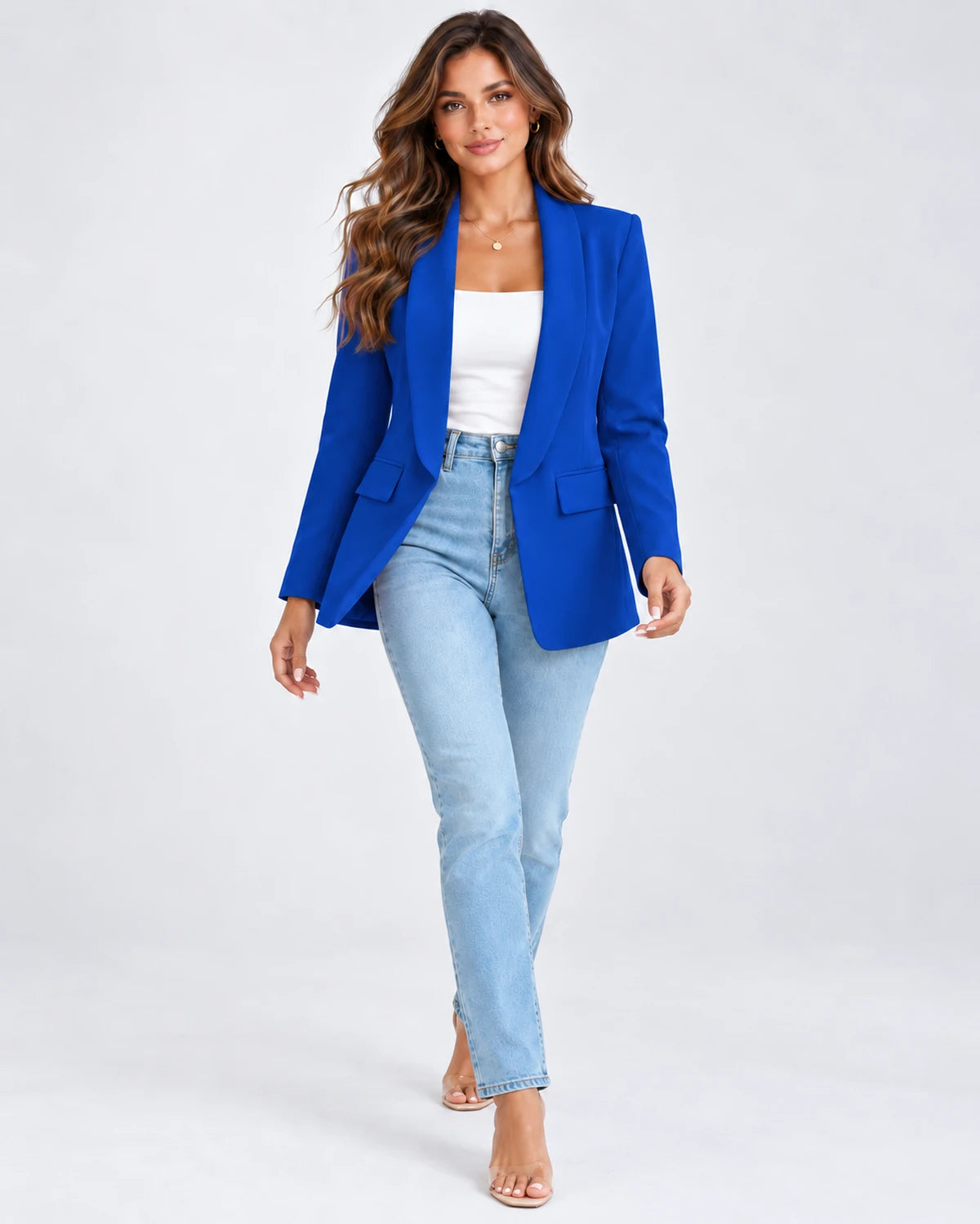 Chandelle Blazer — Blue | SKU: RB-be390a-blue-XS,RB-be390a-blue-S,RB-be390a-blue-M,RB-be390a-blue-L,RB-be390a-blue-XL,RB-be390a-blue-2XL