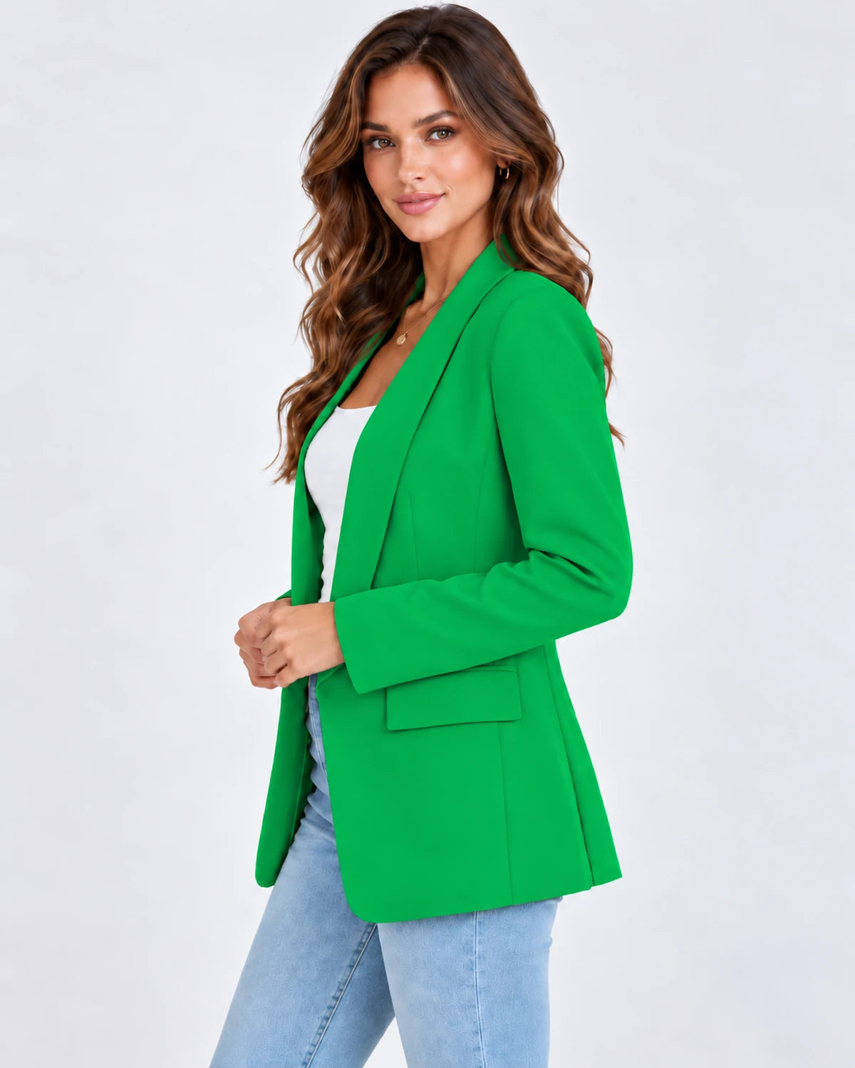 Chandelle Blazer — Green | SKU: RB-be390a-green-XS,RB-be390a-green-S,RB-be390a-green-M,RB-be390a-green-L,RB-be390a-green-XL,RB-be390a-green-2XL