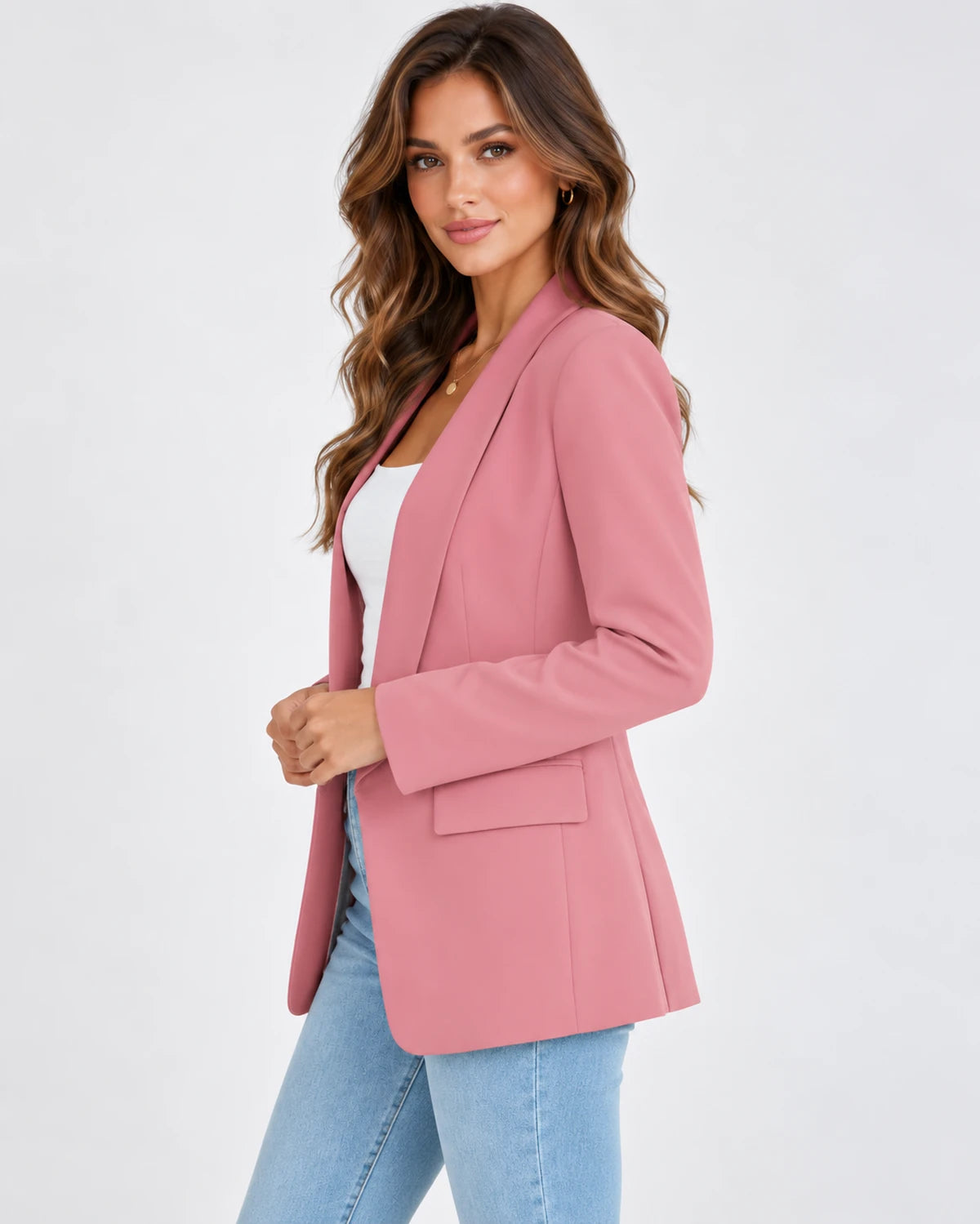 Chandelle Blazer — Pink | SKU: RB-be390a-pink-XS,RB-be390a-pink-S,RB-be390a-pink-M,RB-be390a-pink-L,RB-be390a-pink-XL,RB-be390a-pink-2XL