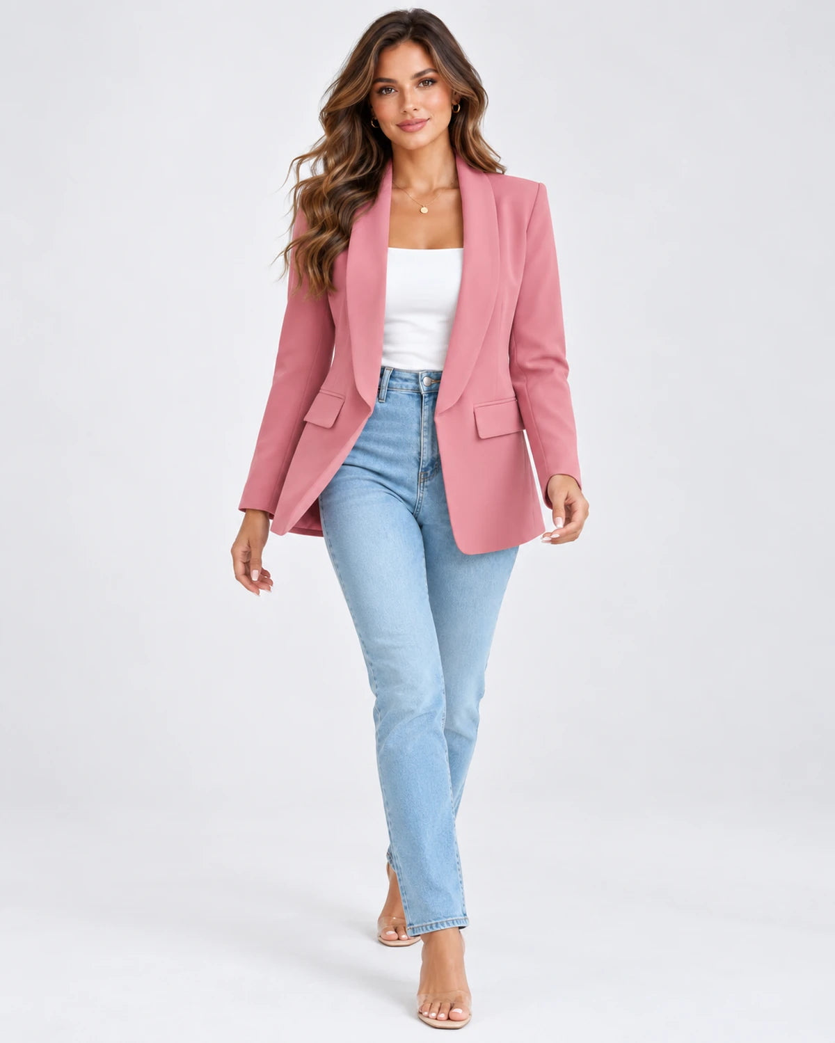 Chandelle Blazer — Pink | SKU: RB-be390a-pink-XS,RB-be390a-pink-S,RB-be390a-pink-M,RB-be390a-pink-L,RB-be390a-pink-XL,RB-be390a-pink-2XL