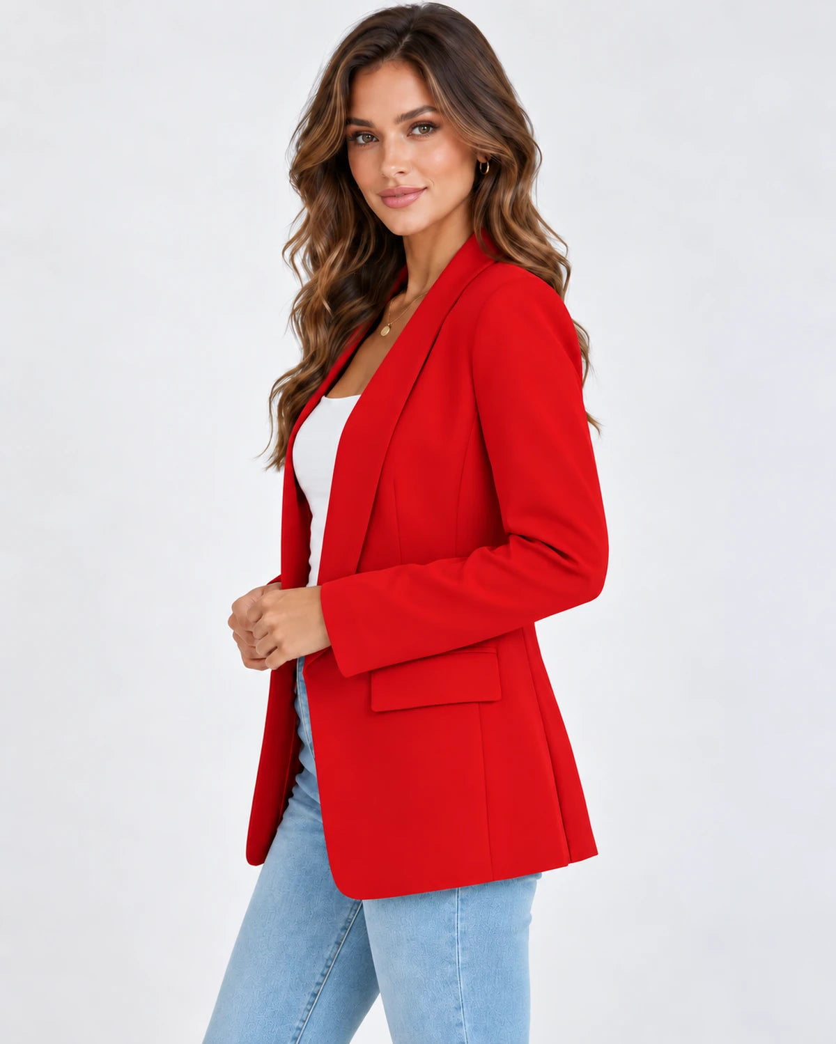 Chandelle Blazer — Red | SKU: RB-be390a-red-XS,RB-be390a-red-S,RB-be390a-red-M,RB-be390a-red-L,RB-be390a-red-XL,RB-be390a-red-2XL