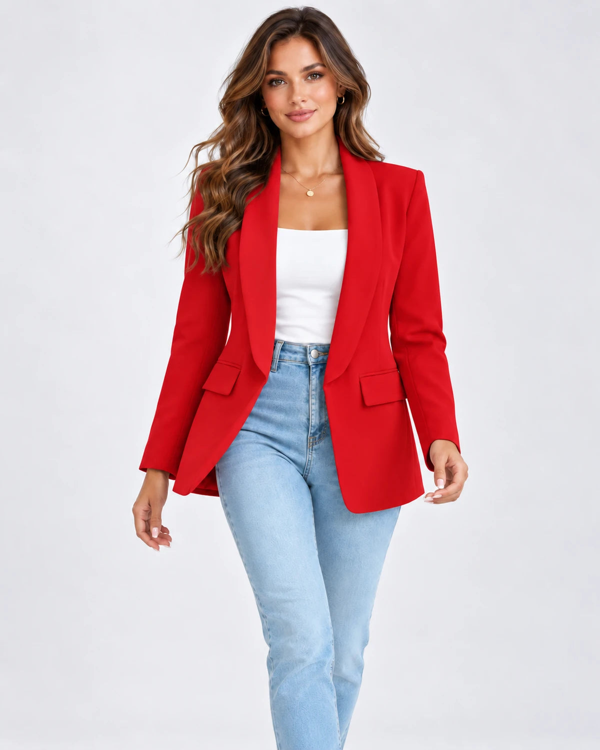 Chandelle Blazer — Red | SKU: RB-be390a-red-XS,RB-be390a-red-S,RB-be390a-red-M,RB-be390a-red-L,RB-be390a-red-XL,RB-be390a-red-2XL