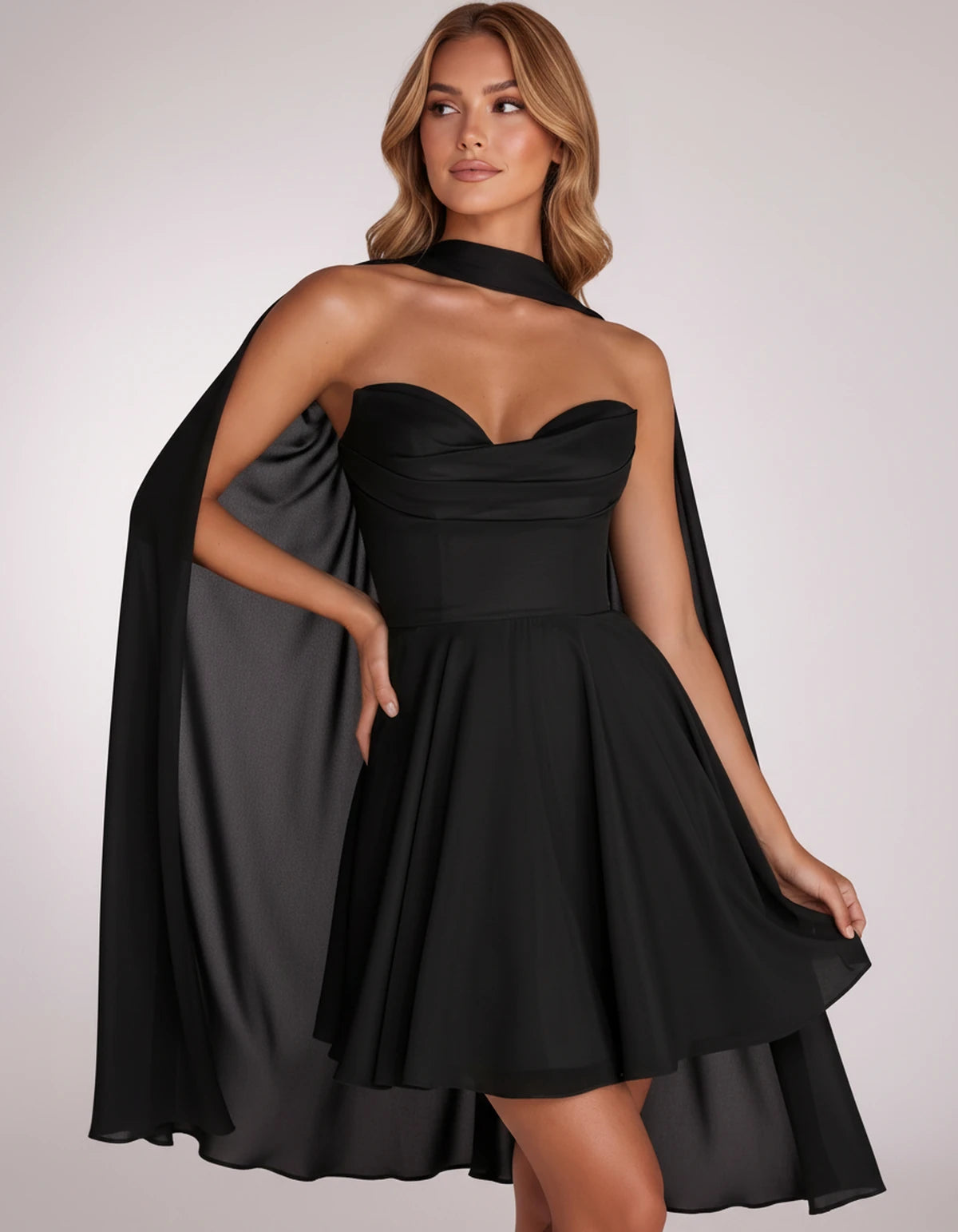 Charlise Mini Dresses — Black | SKU: RB-689848-black-2,RB-689848-black-4,RB-689848-black-6,RB-689848-black-8,RB-689848-black-10,RB-689848-black-12,RB-689848-black-14,RB-689848-black-16,RB-689848-black-16W,RB-689848-black-18W,RB-689848-black-20W,RB-689848-black-22W