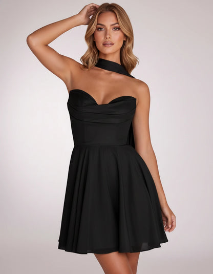 Charlise Mini Dresses — Black | SKU: RB-689848-black-2,RB-689848-black-4,RB-689848-black-6,RB-689848-black-8,RB-689848-black-10,RB-689848-black-12,RB-689848-black-14,RB-689848-black-16,RB-689848-black-16W,RB-689848-black-18W,RB-689848-black-20W,RB-689848-black-22W