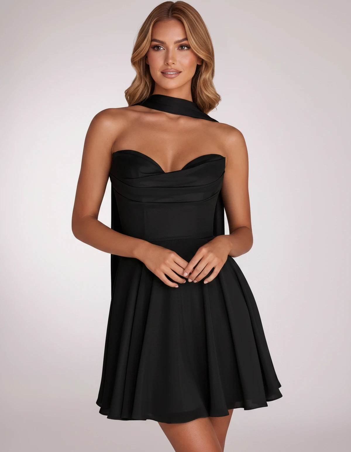 Charlise Mini Dresses — Black | SKU: RB-689848-black-2,RB-689848-black-4,RB-689848-black-6,RB-689848-black-8,RB-689848-black-10,RB-689848-black-12,RB-689848-black-14,RB-689848-black-16,RB-689848-black-16W,RB-689848-black-18W,RB-689848-black-20W,RB-689848-black-22W