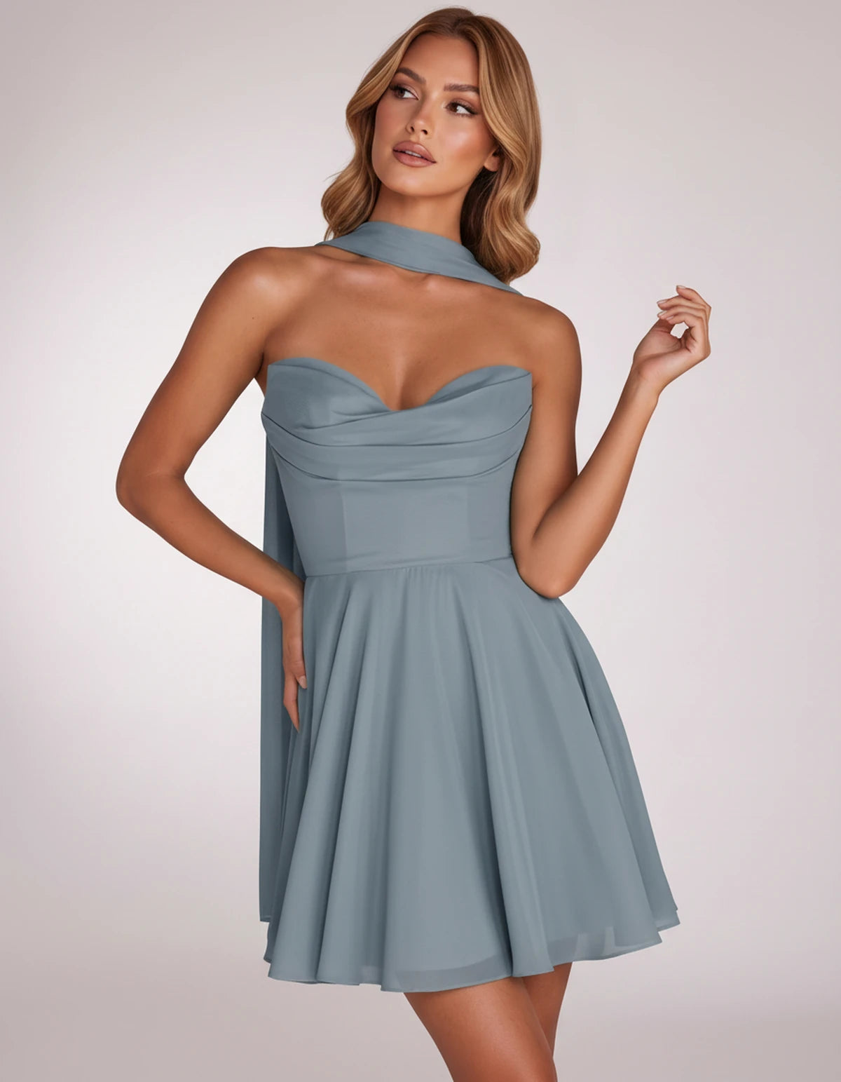 Charlise Mini Dresses — Dusty Blue | SKU: RB-689848-dustyb76-2,RB-689848-dustyb76-4,RB-689848-dustyb76-6,RB-689848-dustyb76-8,RB-689848-dustyb76-10,RB-689848-dustyb76-12,RB-689848-dustyb76-14,RB-689848-dustyb76-16,RB-689848-dustyb76-16W,RB-689848-dustyb76-18W,RB-689848-dustyb76-20W,RB-689848-dustyb76-22W