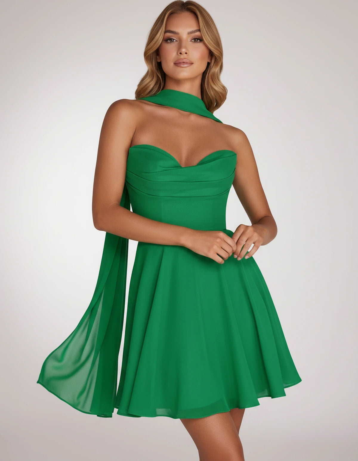 Charlise Mini Dresses — Green | SKU: RB-689848-green-2,RB-689848-green-4,RB-689848-green-6,RB-689848-green-8,RB-689848-green-10,RB-689848-green-12,RB-689848-green-14,RB-689848-green-16,RB-689848-green-16W,RB-689848-green-18W,RB-689848-green-20W,RB-689848-green-22W