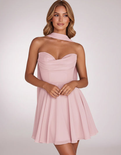 Charlise Mini Dresses — Pink | SKU: RB-689848-pink-2,RB-689848-pink-4,RB-689848-pink-6,RB-689848-pink-8,RB-689848-pink-10,RB-689848-pink-12,RB-689848-pink-14,RB-689848-pink-16,RB-689848-pink-16W,RB-689848-pink-18W,RB-689848-pink-20W,RB-689848-pink-22W