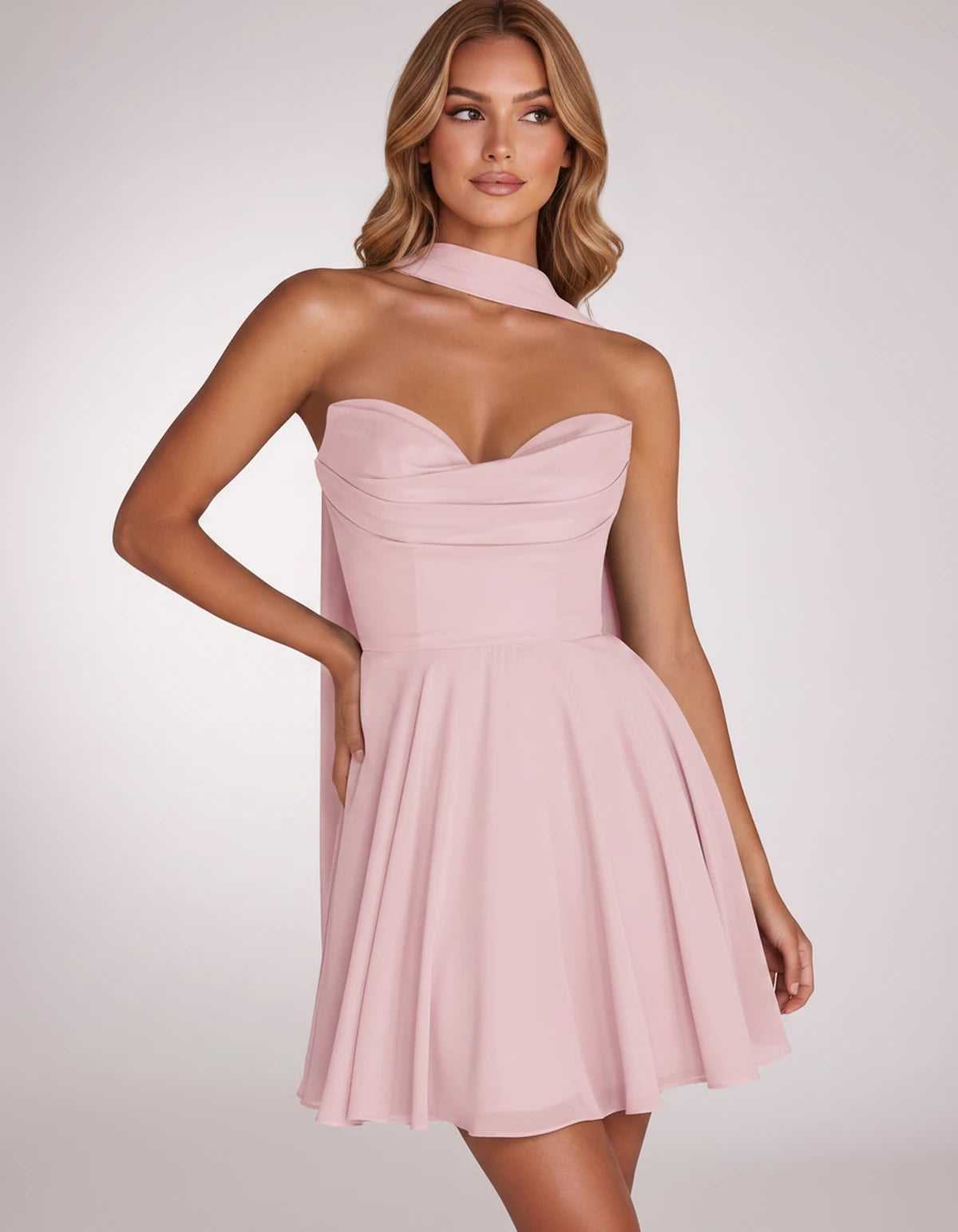 Charlise Mini Dresses — Pink | SKU: RB-689848-pink-2,RB-689848-pink-4,RB-689848-pink-6,RB-689848-pink-8,RB-689848-pink-10,RB-689848-pink-12,RB-689848-pink-14,RB-689848-pink-16,RB-689848-pink-16W,RB-689848-pink-18W,RB-689848-pink-20W,RB-689848-pink-22W