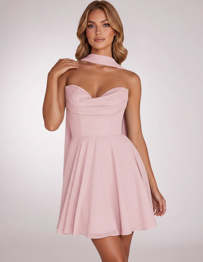 Charlise Mini Dresses — Pink | SKU: RB-689848-pink-2,RB-689848-pink-4,RB-689848-pink-6,RB-689848-pink-8,RB-689848-pink-10,RB-689848-pink-12,RB-689848-pink-14,RB-689848-pink-16,RB-689848-pink-16W,RB-689848-pink-18W,RB-689848-pink-20W,RB-689848-pink-22W