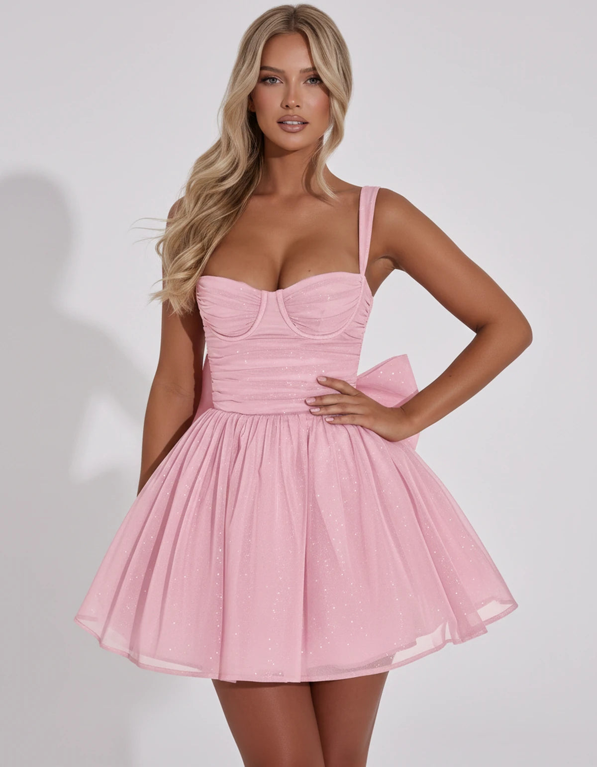 Citrine Mini Dress — Pink | SKU: SD-67573-pink-2,SD-67573-pink-4,SD-67573-pink-6,SD-67573-pink-8,SD-67573-pink-10,SD-67573-pink-12,SD-67573-pink-14,SD-67573-pink-16,SD-67573-pink-16W,SD-67573-pink-18W,SD-67573-pink-20W,SD-67573-pink-22W