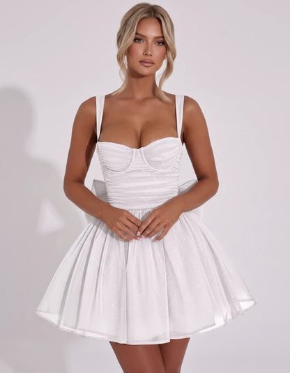 Citrine Mini Dress — White | SKU: SD-67573-white-2,SD-67573-white-4,SD-67573-white-6,SD-67573-white-8,SD-67573-white-10,SD-67573-white-12,SD-67573-white-14,SD-67573-white-16,SD-67573-white-16W,SD-67573-white-18W,SD-67573-white-20W,SD-67573-white-22W