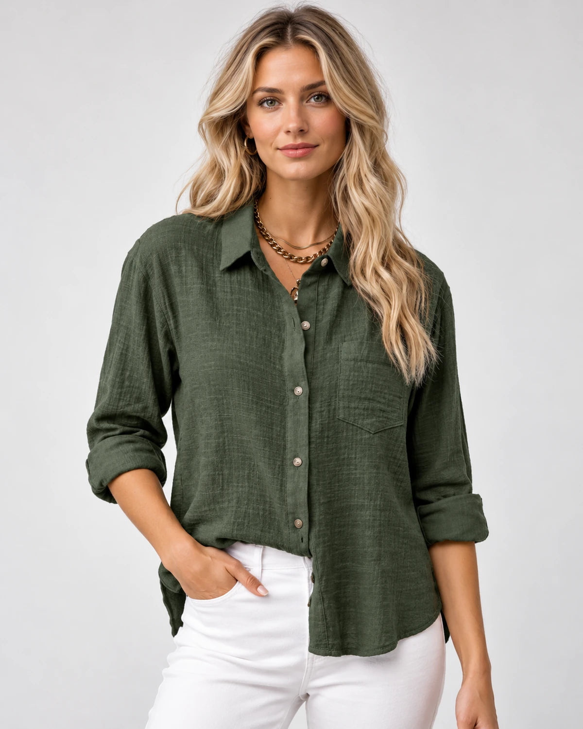 Clarenza Tops — Army green