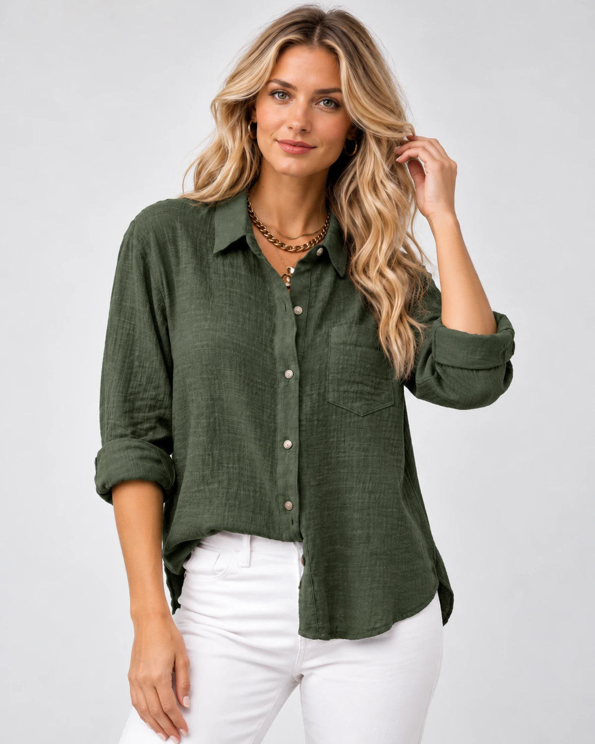 Clarenza Tops — Army green | SKU: RB-81093e-armygre1-XS,RB-81093e-armygre1-S,RB-81093e-armygre1-M,RB-81093e-armygre1-L,RB-81093e-armygre1-XL,RB-81093e-armygre1-2XL