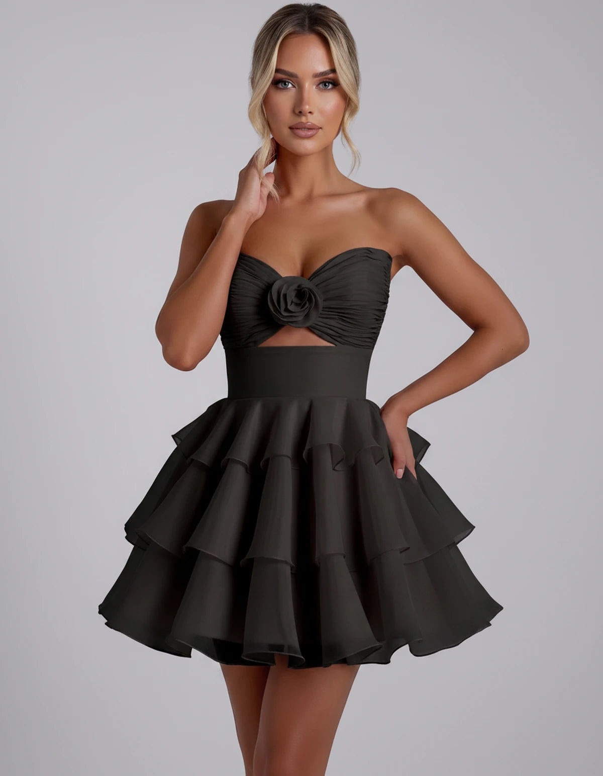 Clemence Mini Dress — Black | SKU: RB-79ce92-black-2,RB-79ce92-black-4,RB-79ce92-black-6,RB-79ce92-black-8,RB-79ce92-black-10,RB-79ce92-black-12,RB-79ce92-black-14,RB-79ce92-black-14W,RB-79ce92-black-16,RB-79ce92-black-16W,RB-79ce92-black-18W,RB-79ce92-black-20W