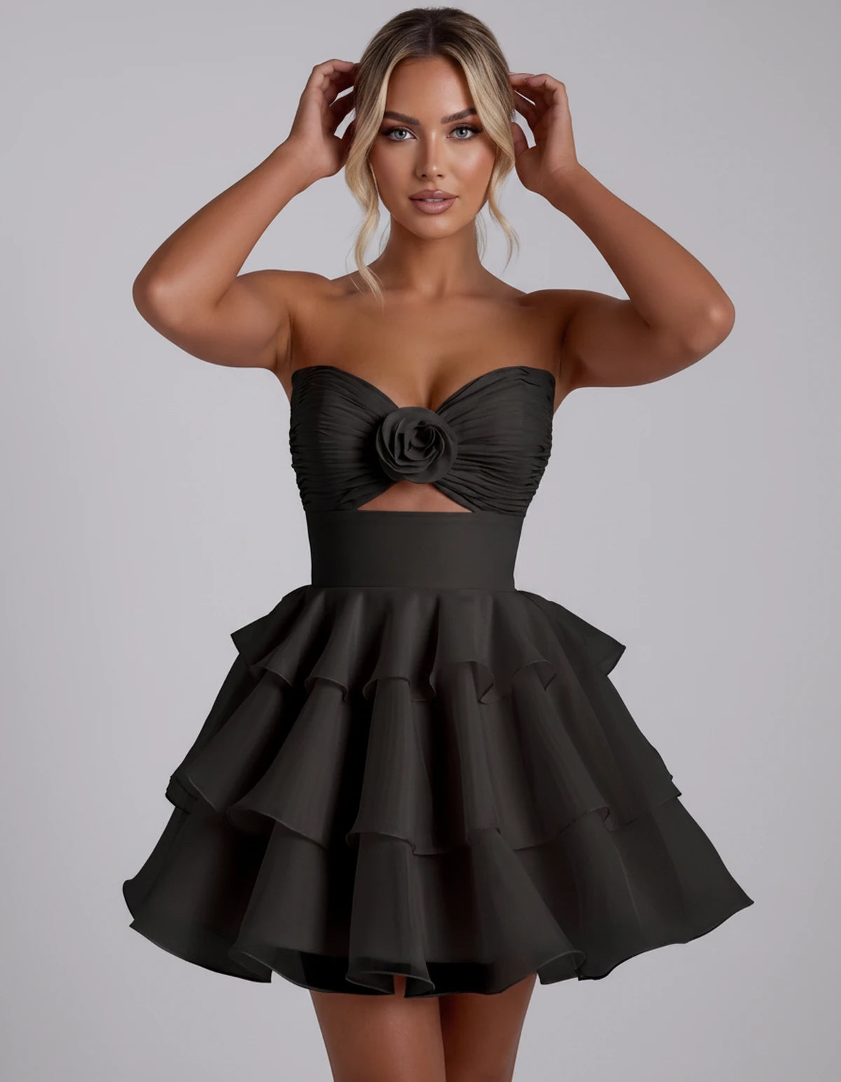 Clemence Mini Dress — Black | SKU: RB-79ce92-black-2,RB-79ce92-black-4,RB-79ce92-black-6,RB-79ce92-black-8,RB-79ce92-black-10,RB-79ce92-black-12,RB-79ce92-black-14,RB-79ce92-black-14W,RB-79ce92-black-16,RB-79ce92-black-16W,RB-79ce92-black-18W,RB-79ce92-black-20W