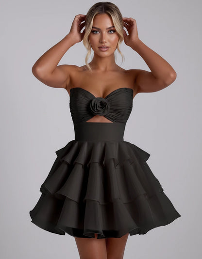 Clemence Mini Dress — Black | SKU: RB-79ce92-black-2,RB-79ce92-black-4,RB-79ce92-black-6,RB-79ce92-black-8,RB-79ce92-black-10,RB-79ce92-black-12,RB-79ce92-black-14,RB-79ce92-black-14W,RB-79ce92-black-16,RB-79ce92-black-16W,RB-79ce92-black-18W,RB-79ce92-black-20W