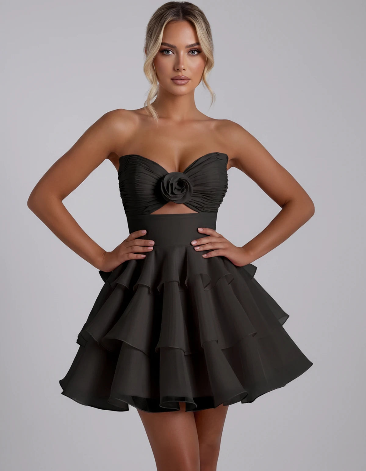 Clemence Mini Dress — Black | SKU: RB-79ce92-black-2,RB-79ce92-black-4,RB-79ce92-black-6,RB-79ce92-black-8,RB-79ce92-black-10,RB-79ce92-black-12,RB-79ce92-black-14,RB-79ce92-black-14W,RB-79ce92-black-16,RB-79ce92-black-16W,RB-79ce92-black-18W,RB-79ce92-black-20W
