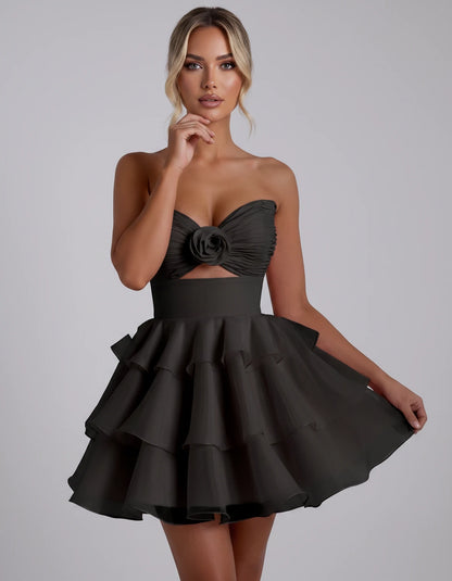 Clemence Mini Dress — Black | SKU: RB-79ce92-black-2,RB-79ce92-black-4,RB-79ce92-black-6,RB-79ce92-black-8,RB-79ce92-black-10,RB-79ce92-black-12,RB-79ce92-black-14,RB-79ce92-black-14W,RB-79ce92-black-16,RB-79ce92-black-16W,RB-79ce92-black-18W,RB-79ce92-black-20W