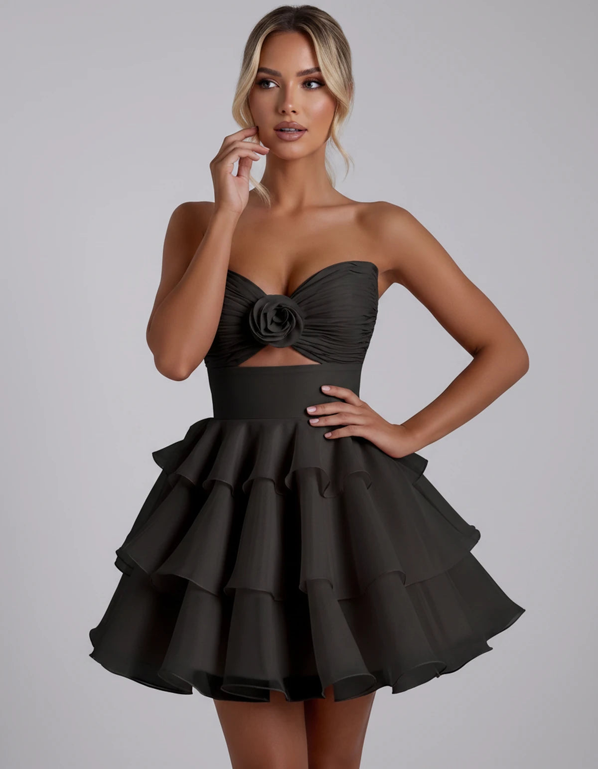 Clemence Mini Dress — Black | SKU: RB-79ce92-black-2,RB-79ce92-black-4,RB-79ce92-black-6,RB-79ce92-black-8,RB-79ce92-black-10,RB-79ce92-black-12,RB-79ce92-black-14,RB-79ce92-black-14W,RB-79ce92-black-16,RB-79ce92-black-16W,RB-79ce92-black-18W,RB-79ce92-black-20W