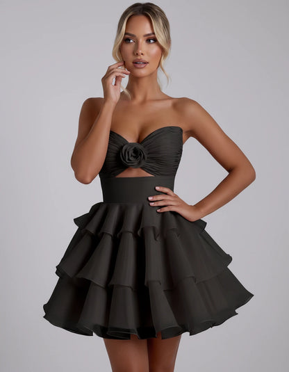 Clemence Mini Dress — Black | SKU: RB-79ce92-black-2,RB-79ce92-black-4,RB-79ce92-black-6,RB-79ce92-black-8,RB-79ce92-black-10,RB-79ce92-black-12,RB-79ce92-black-14,RB-79ce92-black-14W,RB-79ce92-black-16,RB-79ce92-black-16W,RB-79ce92-black-18W,RB-79ce92-black-20W