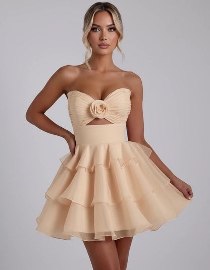 Clemence Mini Dress — Champagne | SKU: RB-79ce92-champa2e-2,RB-79ce92-champa2e-4,RB-79ce92-champa2e-6,RB-79ce92-champa2e-8,RB-79ce92-champa2e-10,RB-79ce92-champa2e-12,RB-79ce92-champa2e-14,RB-79ce92-champa2e-14W,RB-79ce92-champa2e-16,RB-79ce92-champa2e-16W,RB-79ce92-champa2e-18W,RB-79ce92-champa2e-20W