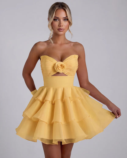 Clemence Mini Dress — Gold