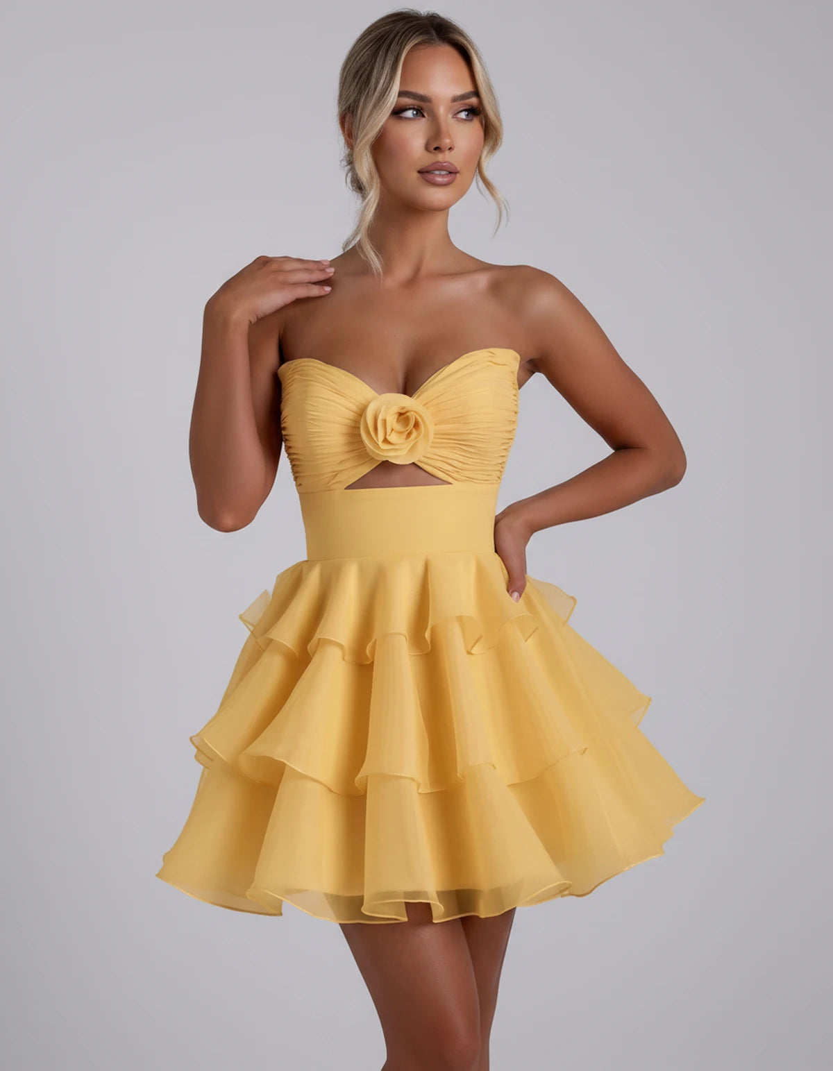 Clemence Mini Dress — Gold | SKU: RB-79ce92-gold-2,RB-79ce92-gold-4,RB-79ce92-gold-6,RB-79ce92-gold-8,RB-79ce92-gold-10,RB-79ce92-gold-12,RB-79ce92-gold-14,RB-79ce92-gold-14W,RB-79ce92-gold-16,RB-79ce92-gold-16W,RB-79ce92-gold-18W,RB-79ce92-gold-20W