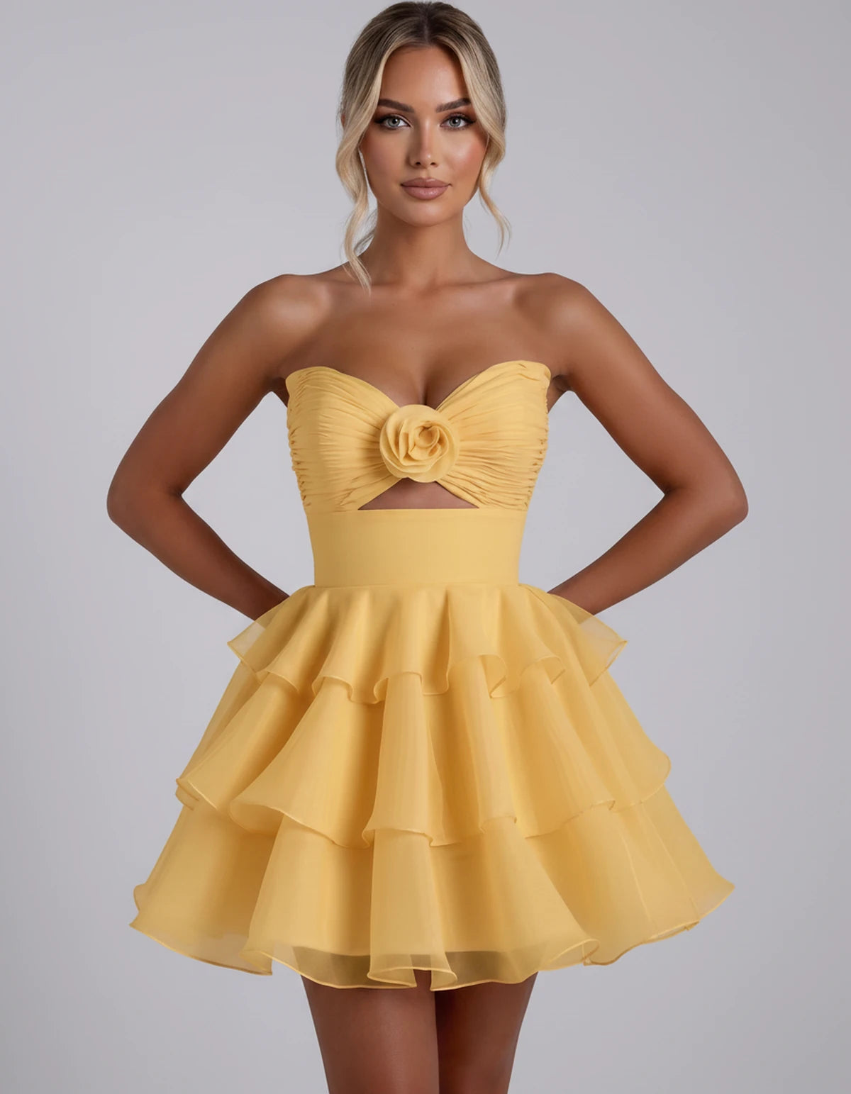 Clemence Mini Dress — Gold | SKU: RB-79ce92-gold-2,RB-79ce92-gold-4,RB-79ce92-gold-6,RB-79ce92-gold-8,RB-79ce92-gold-10,RB-79ce92-gold-12,RB-79ce92-gold-14,RB-79ce92-gold-14W,RB-79ce92-gold-16,RB-79ce92-gold-16W,RB-79ce92-gold-18W,RB-79ce92-gold-20W