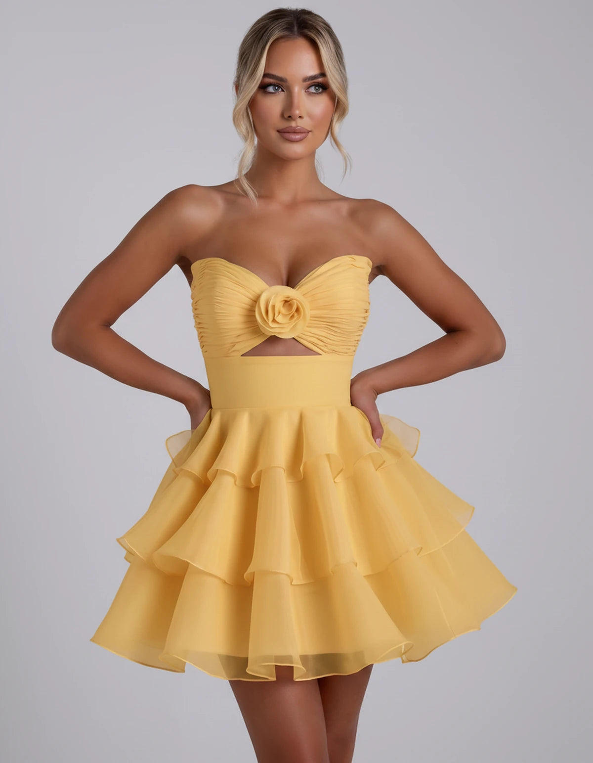 Clemence Mini Dress — Gold | SKU: RB-79ce92-gold-2,RB-79ce92-gold-4,RB-79ce92-gold-6,RB-79ce92-gold-8,RB-79ce92-gold-10,RB-79ce92-gold-12,RB-79ce92-gold-14,RB-79ce92-gold-14W,RB-79ce92-gold-16,RB-79ce92-gold-16W,RB-79ce92-gold-18W,RB-79ce92-gold-20W