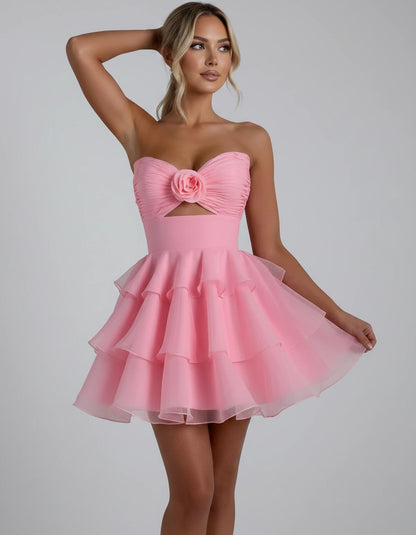 Clemence Mini Dress — Pink | SKU: RB-79ce92-pink-2,RB-79ce92-pink-4,RB-79ce92-pink-6,RB-79ce92-pink-8,RB-79ce92-pink-10,RB-79ce92-pink-12,RB-79ce92-pink-14,RB-79ce92-pink-14W,RB-79ce92-pink-16,RB-79ce92-pink-16W,RB-79ce92-pink-18W,RB-79ce92-pink-20W