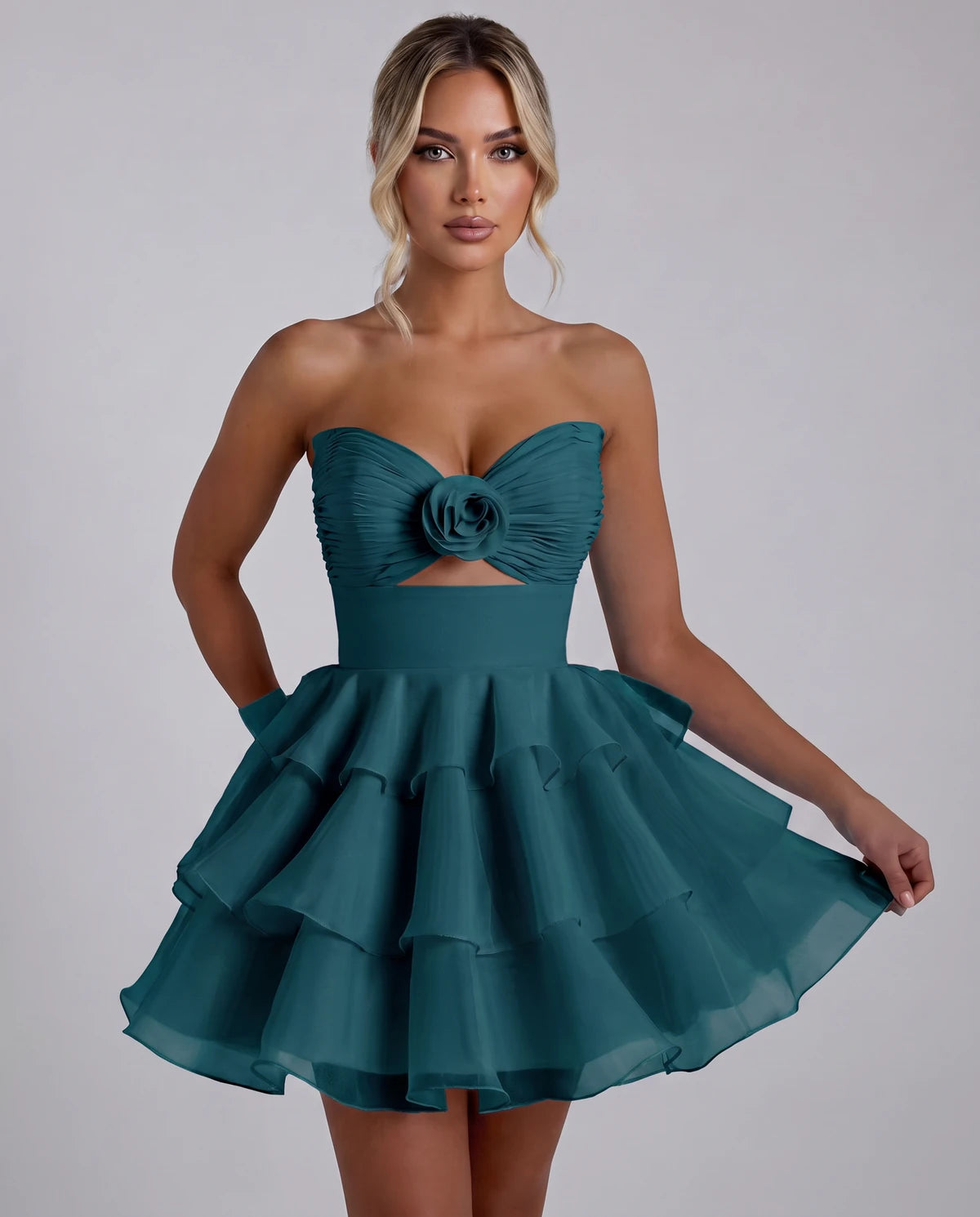 Clemence Mini Dress — Teal