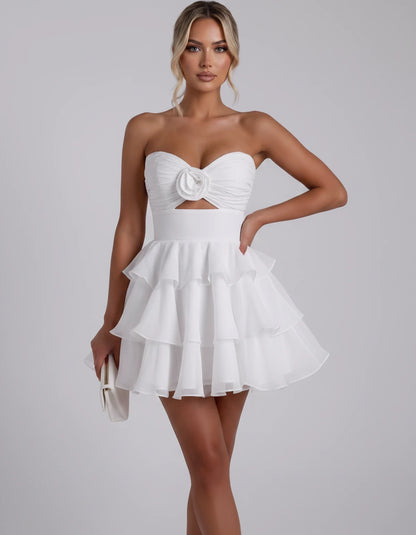 Clemence Mini Dress — White | SKU: RB-79ce92-white-2,RB-79ce92-white-4,RB-79ce92-white-6,RB-79ce92-white-8,RB-79ce92-white-10,RB-79ce92-white-12,RB-79ce92-white-14,RB-79ce92-white-14W,RB-79ce92-white-16,RB-79ce92-white-16W,RB-79ce92-white-18W,RB-79ce92-white-20W