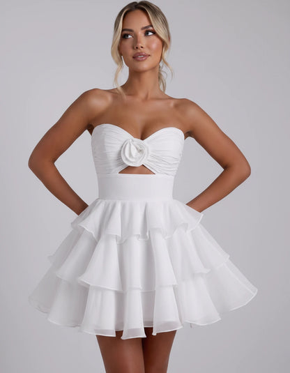 Clemence Mini Dress — White | SKU: RB-79ce92-white-2,RB-79ce92-white-4,RB-79ce92-white-6,RB-79ce92-white-8,RB-79ce92-white-10,RB-79ce92-white-12,RB-79ce92-white-14,RB-79ce92-white-14W,RB-79ce92-white-16,RB-79ce92-white-16W,RB-79ce92-white-18W,RB-79ce92-white-20W