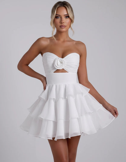 Clemence Mini Dress — White | SKU: RB-79ce92-white-2,RB-79ce92-white-4,RB-79ce92-white-6,RB-79ce92-white-8,RB-79ce92-white-10,RB-79ce92-white-12,RB-79ce92-white-14,RB-79ce92-white-14W,RB-79ce92-white-16,RB-79ce92-white-16W,RB-79ce92-white-18W,RB-79ce92-white-20W